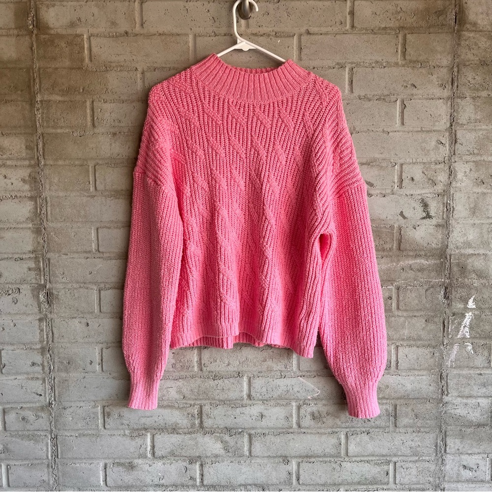 J-Crew Pink Cable Knit Sweater